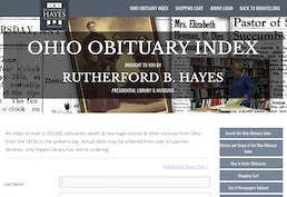 landing page R.B. Hayes Ohio Obituary Index