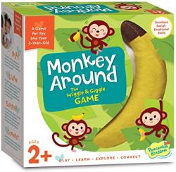 Box with monkeys on it and a beanbag banana.