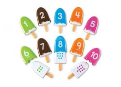 Plastic popsicles with colored coating to match numbers.