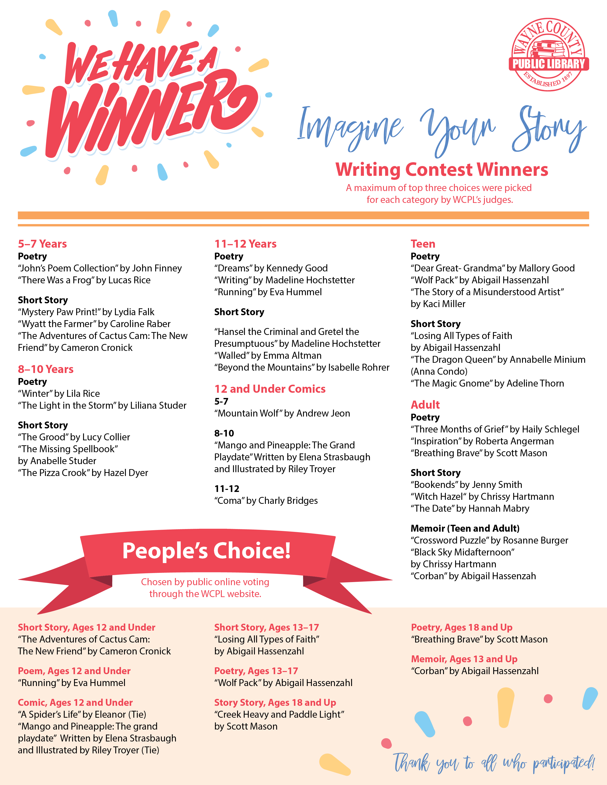 Writing Contest Winners